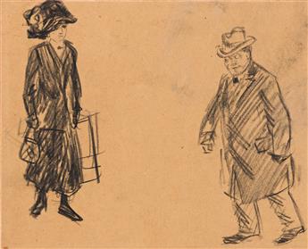 WILLIAM GLACKENS Figure Studies, a Man and Woman.